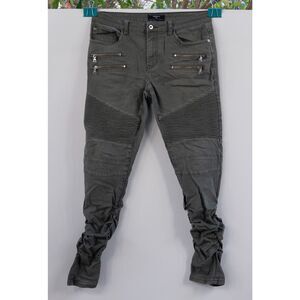 Forever 21 Men's Dark Brown Green Moto High Rise Skinny Jeans Slim Fit Size 32